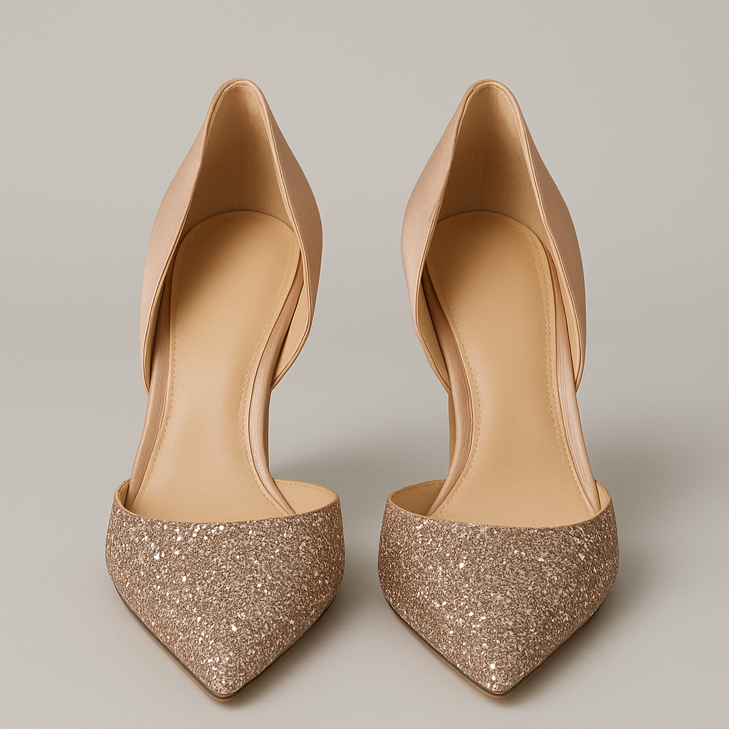 Golden Spark Glam – Glitter Pointed Toe Pumps
