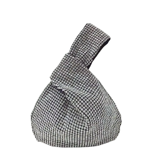 Crystal Knot Wrist Bag – Silver