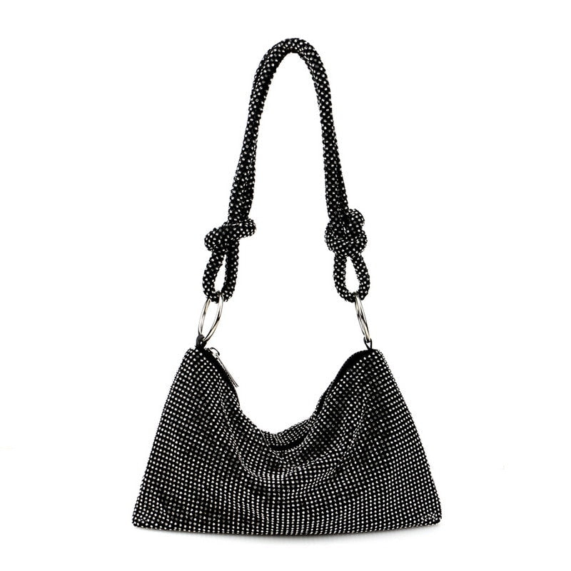 Crystal Knot Shoulder Bag – Black