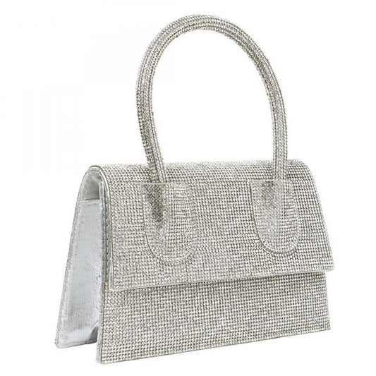 Crystal Elegance Top Handle Bag – Silver