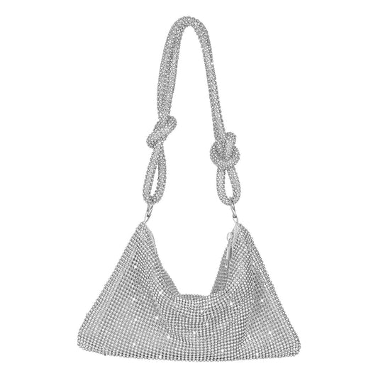 Crystal Knot Shoulder Bag – Silver